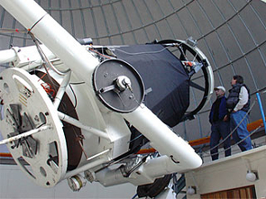 The 60-inch telescope at Steward Observatory's Mt. Lemmon site can detect objects 2 million times dimmer than the human eye can see. (Photo: Lori Stiles) The 60-inch telescope at Steward Observatory's Mt. Lemmon site can detect objects 2 million times dimmer than the human eye can see. (Photo: Lori Stiles)